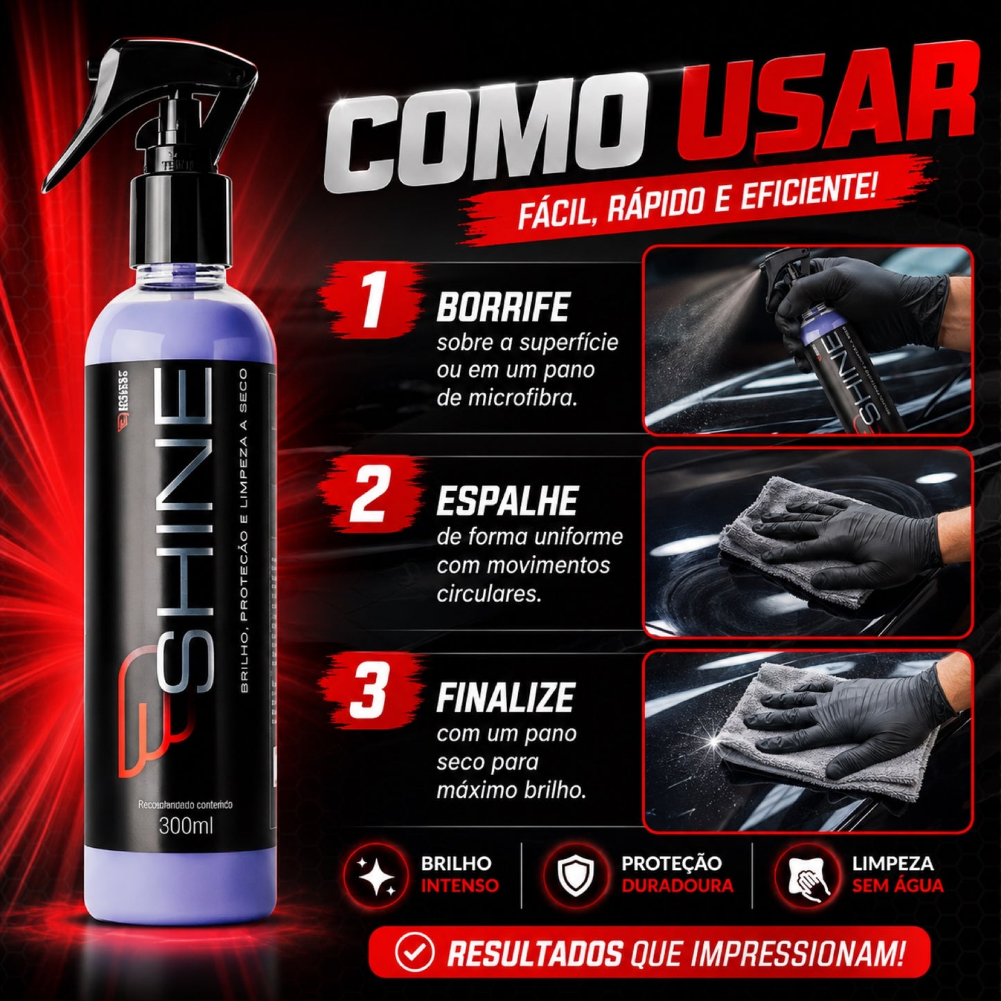 Shine Cera Carnauba Automotiva Brilho Proteção Com Pano