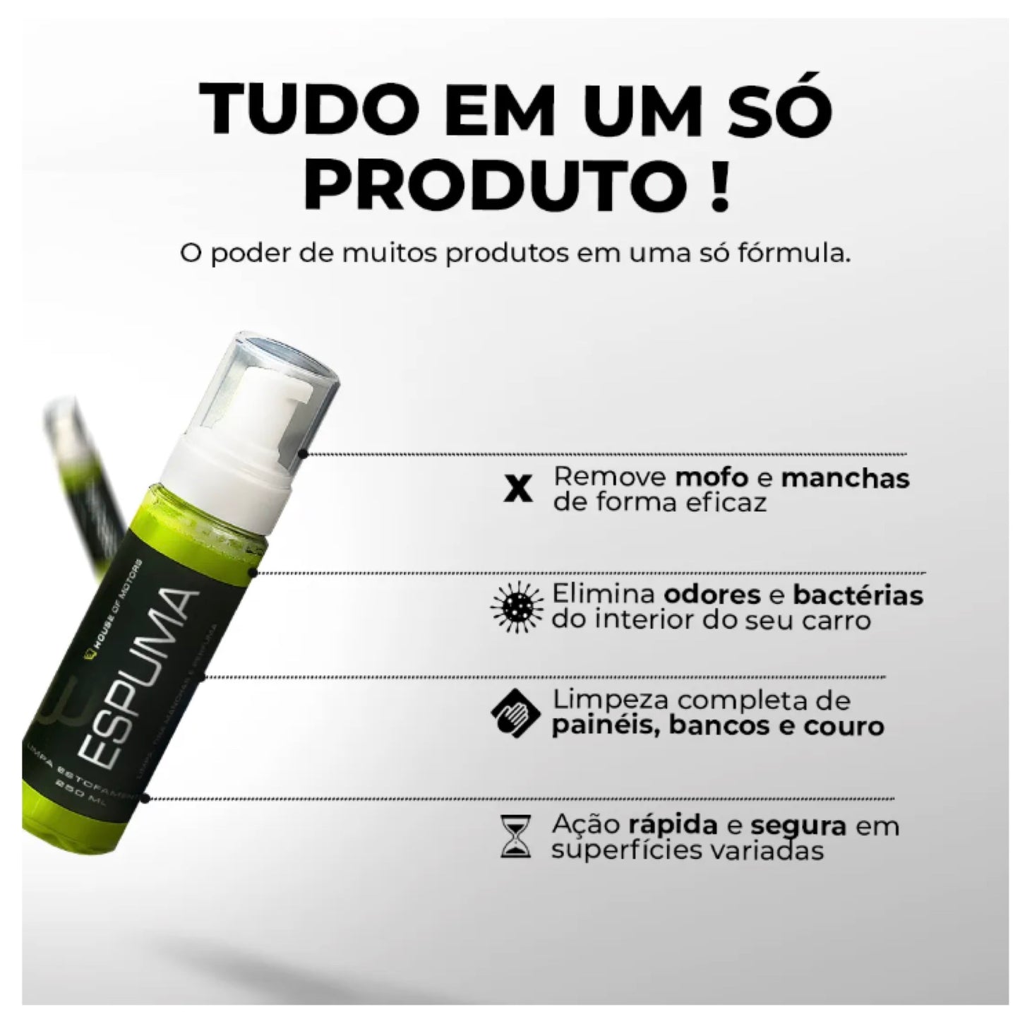 Espuma Interior Cleaner House Of Motors Limpa Painel + Pano e Pincel