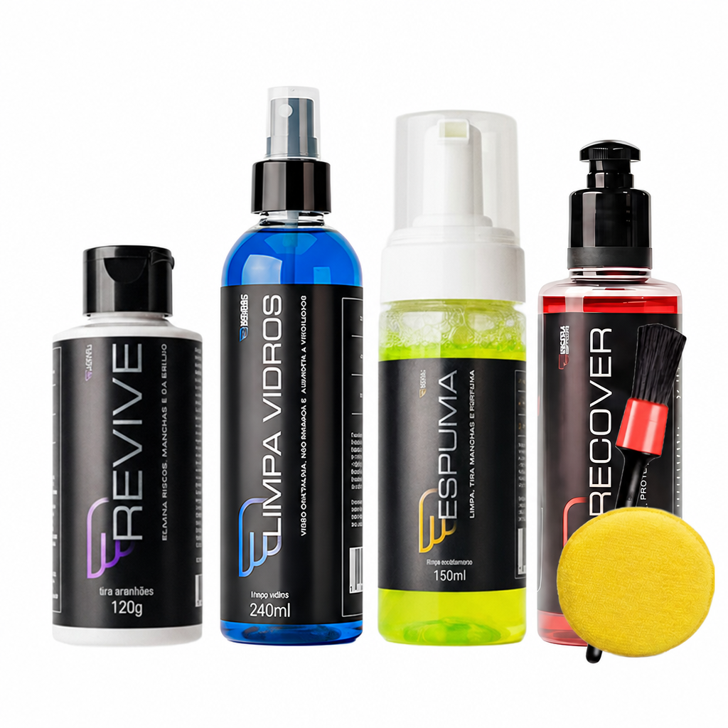 Kit House Of Motors Recover + Limpa Vidros + Espuma + Revive
