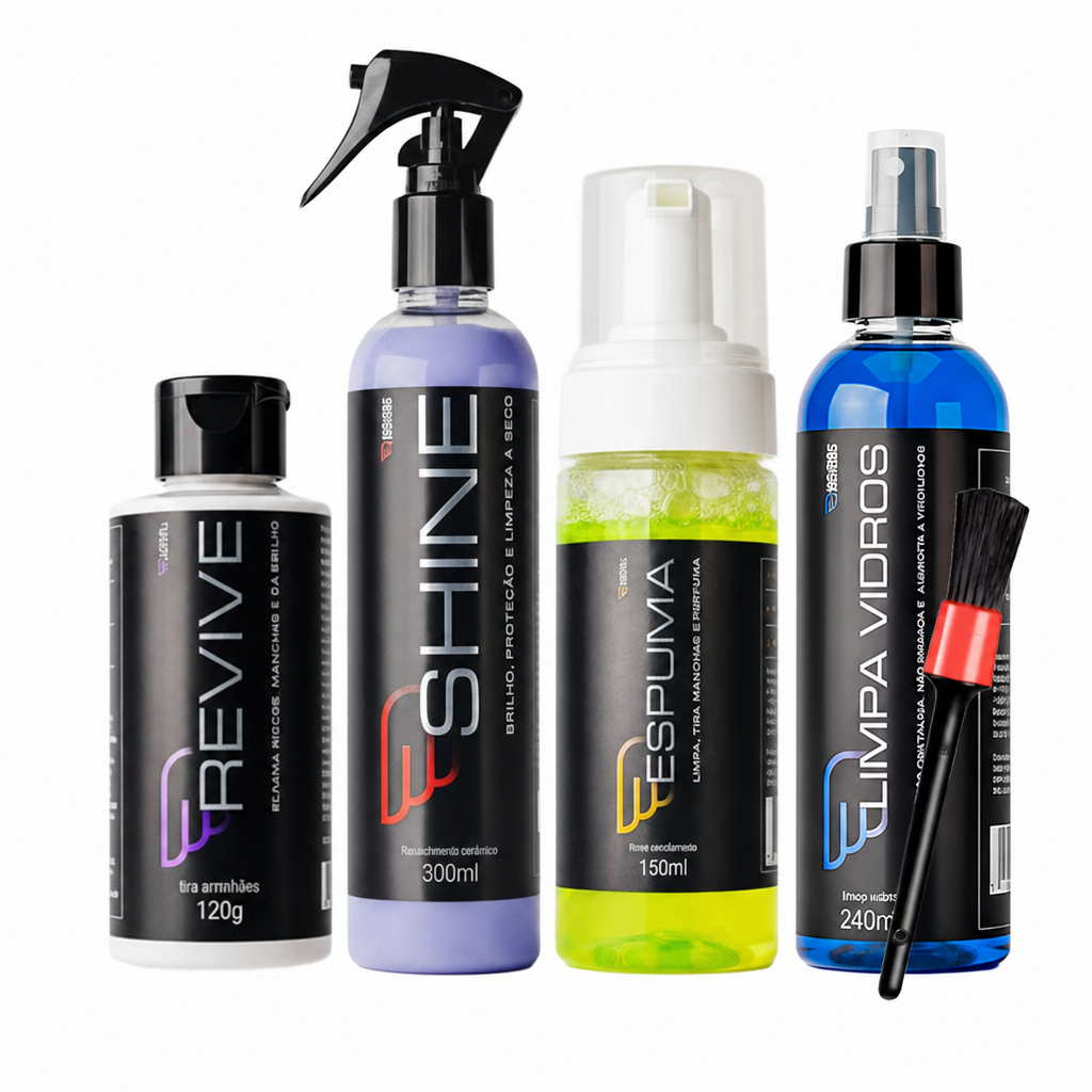 Kit House Of Motors Shine + Revive + Espuma + Limpa Vidros